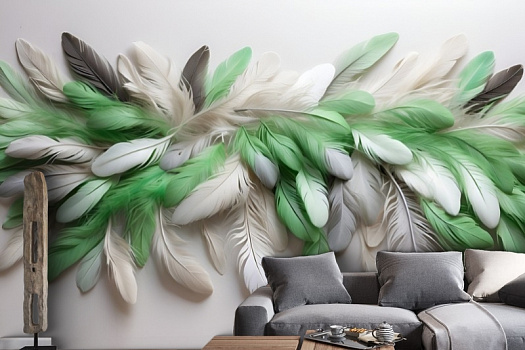 Фотообои в интерьере артикул AG-FT-002, Feathers, Design Studio 3D