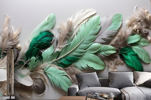 Фотообои в интерьере артикул AG-FT-022, Feathers, Design Studio 3D