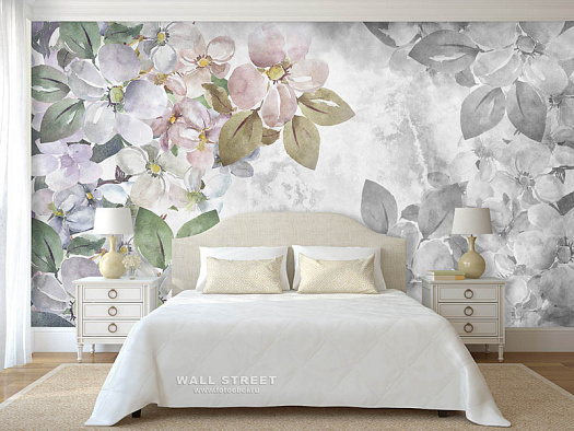 Фотообои в интерьере артикул Floreale 1, ЦВЕТОЧНЫЙ / FLOREALE, Wall street